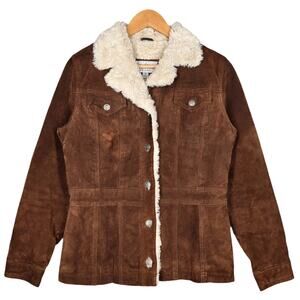 WILSONS SUEDE LEATHER MAXIMA SHEARLING‑LINED JACKET – BROWN – WOMEN'S SIZE SMALL